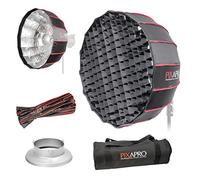 Pixapro 65cm 2ft Bowens S-Type Rice Bowl Softbox With Grid Easy-Open 16 Rods Circular Parabolic Soft Box Round Diffuser Studio Photo Key Light Photography (Silver)