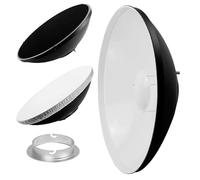 Pixapro 70cm 28" Soft White Beauty Dish Parabolic Reflector With Grid & Diffuser Soft Light Photography Lighting Studio Photo Flash Light Modifier PhotoShoot (Elinchrom, White)