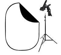 PIXAPRO Collapsible Dual Side Background Board Food Photography Backdrop for Photography Lighting Self Portrait Pop Up Screen Photo Back Drop Stand Kit (1.5x2m Stand Kit, Black/White)