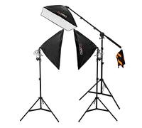 Pixapro EzyLite 2x 105w Continuous Photography Strobe Lights Video Modifier Softbox Studio Light Flash Photoshoot Fashion Photo Lamp Bulb Accessories Camera Lights Studio Kit (Three Head)