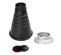 Pixapro Professional Photography Metal Conical Snoot, Gels & Honeycomb Grid Cone-Shaped Spot light for Bowens Mount Studio Lighting Strobe Monolight Photo Flash Light (Compatible with Profoto)