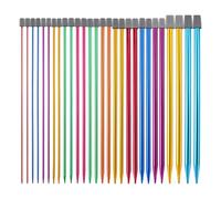 Pixaro 28Pcs Multicolor Aluminium Knitting Needles Set, 25cm/9.8in Straight Metal Pins, 2mm-10mm, Lightweight, Color-Coded, Durable, Great Handling for Beginners, Kids, Arthritic Hands
