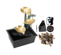 PIXAXOHH USB Tabletop Fountain Quiet Circulating Water Decorative Iron Desk Waterfall Fountain with LED Light for Living Room