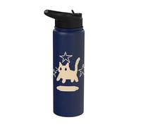 Pixel 90s Y2K Scary Tomcat Cat is Scared Under Stars Stainless Steel Insulated Water Bottle