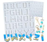 Pixel Alphabet Letter Epoxy Resin Silicone Moulds Set Initial Keychain Jewellery Casting, Large and Small Length 0.78-1.57inch