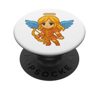 Pixel Art Angel With Bow Retro 8-Bit Gaming Video Game PopSockets Adhesive PopGrip