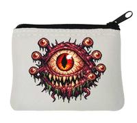 Pixel Art Demon Eye Monster Neoprene Coin Purse Pouch 10x11cm White