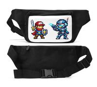 Pixel Art Dual Character Battle Unisex Waist Bag Black