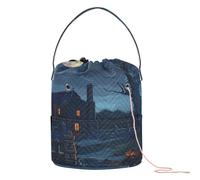 Pixel Art Halloween Background in Retro Game Style Crochet Tote Bag Knitting Project Bags Portable Travel Storage for Knitting Needle Knitting Accessory
