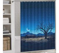 Pixel Art Night Landscape with Abandoned House Shower Curtain for Bathroom Daily Household Stylish Washable Shower Curtains Mould Proof for Bathroom Bathtub Apartment Decor 64.17x70.87Inch（163x180cm）