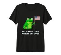 Pixel Art No Kings Day Frog American Flag 2026 Premium T-Shirt