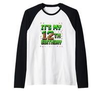 Pixel Art - Number 12 for Birthday - It's My 12 Birthday Raglan Baseball Tee