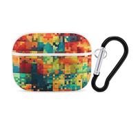 Pixel Art Pattern Airpod Pro Case AirPods 2 Case for Women Hard Shell Protective Cover with Carabiner Keychain Compatible with AirPods Case 2nd 1st Generation, Front LED Visible White