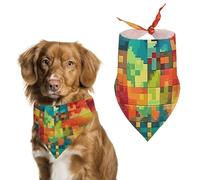 Pixel Art Pattern Dog Bandana Triangle Dog Scarf Washable Polyester Dog Bibs Cute Pet Bandana for Medium Large Dogs Puppy and Cats