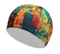 Pixel Art Pattern Swim Cap for Women Men Swimming Hat Bath Waterproof Pool Caps for Long Thick Curly Hair