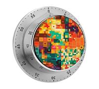 Pixel Art Pattern Timer Stainless Digital Visual Timer Exquisite Mechanical Countdown Time Management Tools with Silent Operation Timer for Kitchen Office Classroom