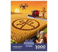 Pixel Art Tech Farming 1000 Piece Jigsaw Puzzles Impossible Hard Challenge Modern Paisaje Educational Game Creativity & Gift Giving for Adults And Kids Age 38x26cm/1000pcs