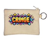 Pixel Art Word with Colorful Effects Key Chain Coin Purse Beige