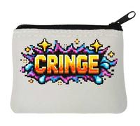 Pixel Art Word with Colorful Effects Neoprene Coin Purse Pouch 10x11cm White