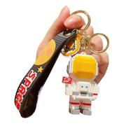 Pixel Astronaut Keychain - Retro Block Style PVC Car Accessory with Metal Clip | Space-Themed Bag Charm for Keys, Backpacks & Gifts (5cm Figure) (yellow face)