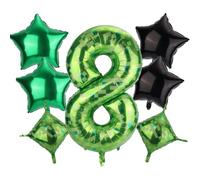 Pixel Balloon Set, 40 Inch/101cm Foil Star Cube Green Number Balloon for Pixel Birthday Game Theme Party Decorations (8)