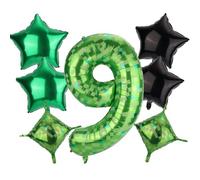 Pixel Balloon Set, 40 Inch/101cm Foil Star Cube Green Number Balloon for Pixel Birthday Game Theme Party Decorations (9)