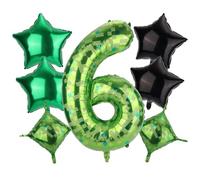Pixel Balloon Set, 40 Inch/101cm Foil Star Cube Green Number Balloon for Pixel Birthday Game Theme Party Decorations (6)