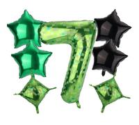 Pixel Balloon Set, 40 Inch/101cm Foil Star Cube Green Number Balloon for Pixel Birthday Game Theme Party Decorations (7)
