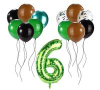 Pixel Balloon Set, Green Black Brown Pixel Party Balloons 6th Birthday Decorations Video Game Theme Party Supplies for Anniversary Celebration Decor