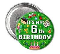 Pixel Birthday Badge, Birthday Boy Badge with "It's My Birthday", 2.28in/5.8cm, Accessories Party Decoration Supplies for Birthday-Party