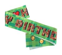 Pixel Birthday Sash, 150cm/59in Green Happy Birthday Sash Retro Game Theme Party Decoration Digital Pixel Art Party Supplies for Men & Adult