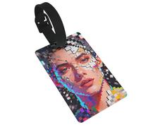 Pixel Break Face Luggage Tags for Suitcases - Durable PVC ID Tags with Detachable Straps for Travel, Backpack, Golf Bag, Anti-Loss