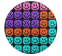 Pixel Color Happy Face Personalized Jigsaw Puzzles, 195Pcs Custom Wooden Jigsaw Puzzle Round Puzzle Gift Adult