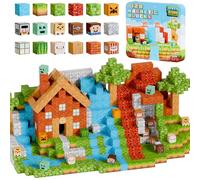 Pixel Cube 120 Piece Magnetic Building Mine Blocks Set with Travel Tin | Build-A-World Mine Blocks for Kids - Creative, Safe Magnetic Construction Toys - Aeroplane Activities Travel Toys