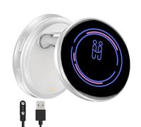 Pixel Digital Badge Pin 1.7'' HD Smart Display Touchscreen/7-Color Support Light/Bluetooth 6.0 Photos Video Gif, Electronic Badges Button Round for Anime Football Fans Magnetic Wearable (White)