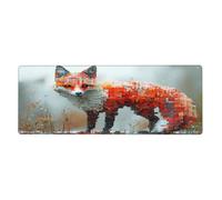 Pixel Fox Mouse Pad In Big Extended Non-Slip Rubber Base Mousepad With Stitched Edges Gaming Pc Desktop Large Mouse Pad 11.8x31.5