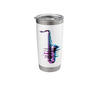 Pixel Glitch Art Saxophone Saxophonist Sax Player Stainless Steel Insulated Tumbler