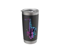 Pixel Glitch Art Saxophone Saxophonist Sax Player Stainless Steel Insulated Tumbler