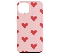 Pixel Heart Pattern Retro Gamer Romantic Aesthetic Pink Red Case for iPhone 13