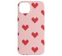 Pixel Heart Pattern Retro Gamer Romantic Aesthetic Pink Red Case for iPhone 14 Plus
