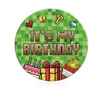 Pixel It’s My Birthday Pin, 2.28in/5.8cm Pixel Happy Video Game Birthday Button Pin Button Badge Outfit Decor for Boy Girl Party Celebration