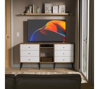 Pixel Large Sideboard White & Vintage Oak 2 Shelves 6 Drawers 152cm