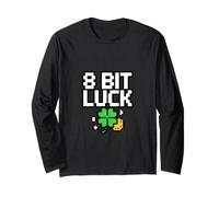 Pixel Luck Mode Retro Gamer Arcade Clover Long Sleeve T-Shirt