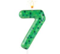 Pixel Miner Dynamite Number 7 Themed Birthday Cake Candle for Games Party Decoration Supplies