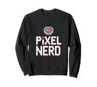 PIXEL NERD Pixel Heart Icon Retro Gamer Pride Sweatshirt