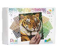 Pixel P090043 Mosaic Gift Box Tiger, Picture Approx. 30.5 x 38.1 cm Large Easy Plug System, No Ironing or Gluing, Stones Made of Bioplastic, Ideal for Children