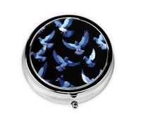Pixel Pigeon Swarm Mini Round Pill Box, can be Put into Wallet, Pocket, Light and Convenient, 3 Compartment Pill Box, Portable Pill Box,