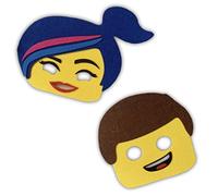 PIXEL Products Construction/Building Brick Themed Character Felt Party Masks | Birthday Party ideas | Fillers favors loot supplies (6 Masks (3 of each))