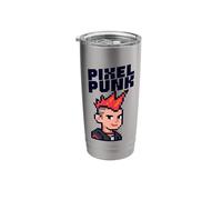 Pixel Punk Character 8-Bit Retro Gaming Style Stainless Steel Insulated Tumbler