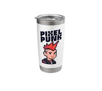 Pixel Punk Character 8-Bit Retro Gaming Style Stainless Steel Insulated Tumbler
